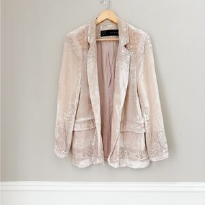 Zara Blush Cream Velvet Blazer size Large